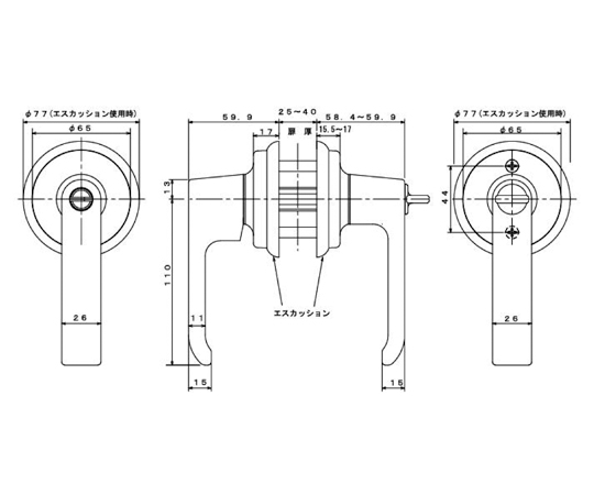 78-0949-73 32-40mm/ 64mm ﾚﾊﾞｰﾊﾝﾄﾞﾙ玄関錠(取替用) EA951KB-24 【AXEL