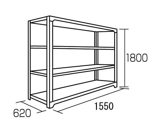 78-0992-62 1550x620x1800mm/４段 スチール棚 EA976C-54 【AXEL】 アズワン