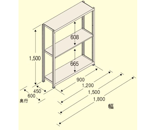 78-0992-79 1790x600x1500mm/150kg/3段 スチール棚 EA976DJ-180C