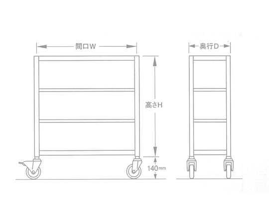 エスコ 1800×450×1200mm/150kg/4段スチール棚/キャスター付 EA976DS