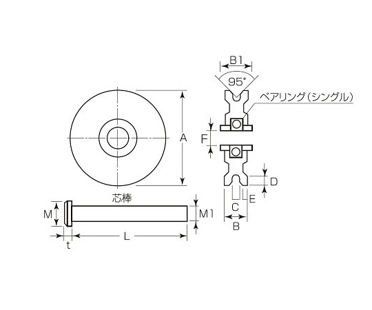 150mm 戸車車輪(Ｖ型・重量用)　EA986VE-350