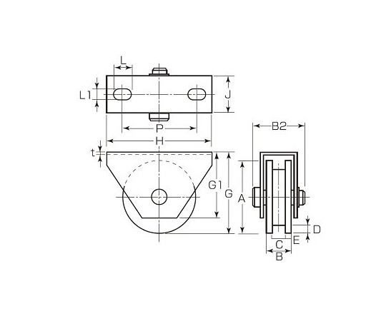 78-1046-67 50mm/ 200kg 戸車(コ型・重量用) EA986VF-50 【AXEL】 アズワン