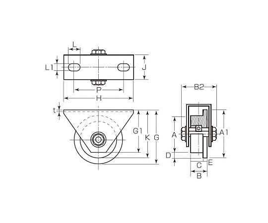 エスコ 戸車 レール型・重量用・ステンレス製 100mm/1500kg EA986VN