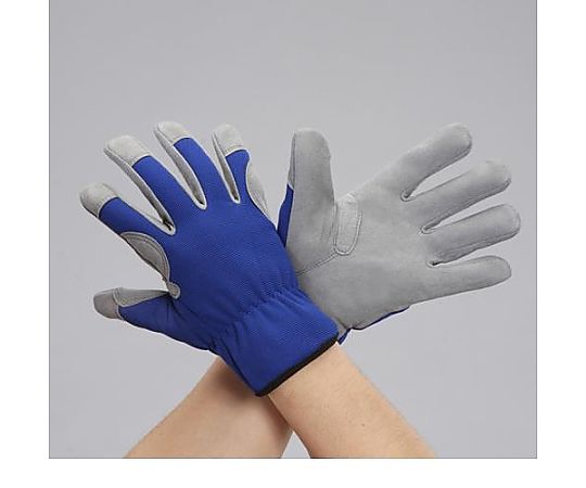 [LL] 手袋(合成皮革/青･ｸﾞﾚｰ)