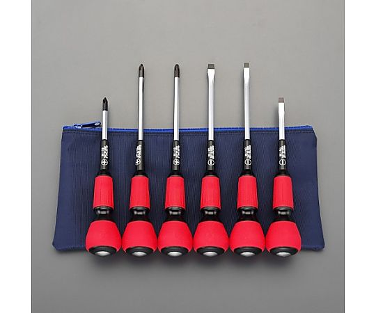 ６本組[+ -]ドライバー(ﾊﾟﾜｰG貫通柄･ｹｰｽ付)