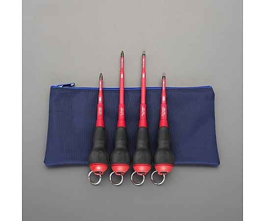 ４本組 ドライバー(落下防止ﾘﾝｸﾞ付･絶縁)