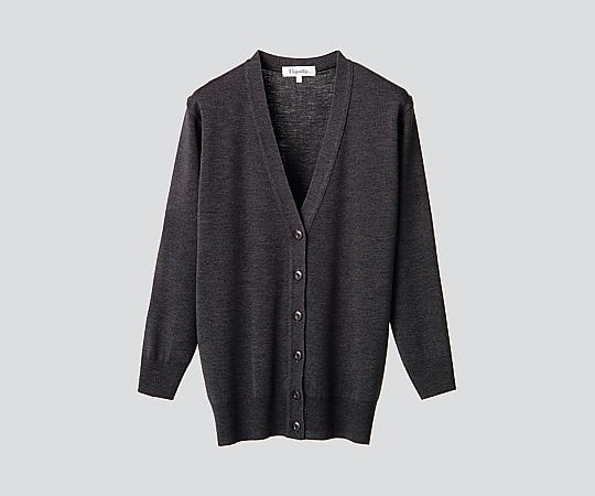 抗ピル長袖ロングカーディガン　グレー　LL