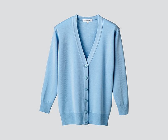 抗ピル長袖ロングカーディガン　サックス　M