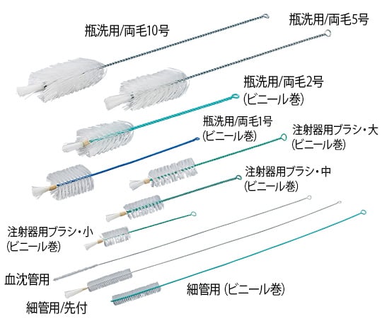 8-1501-17 ナイロンブラシ 瓶洗用 両毛1号（PE巻）