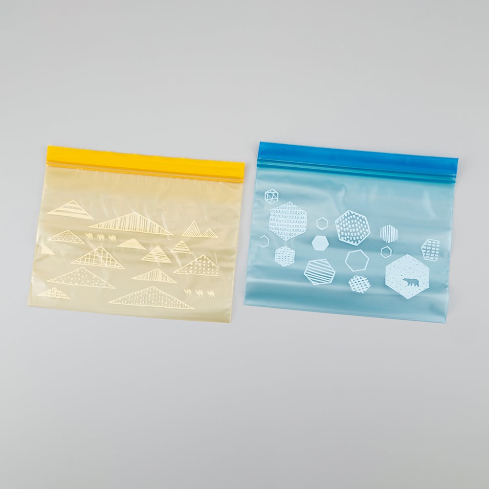 8-202-02 チョイスジッパー袋（ジッパー袋）M（A5）黄・青 1箱（40枚入）