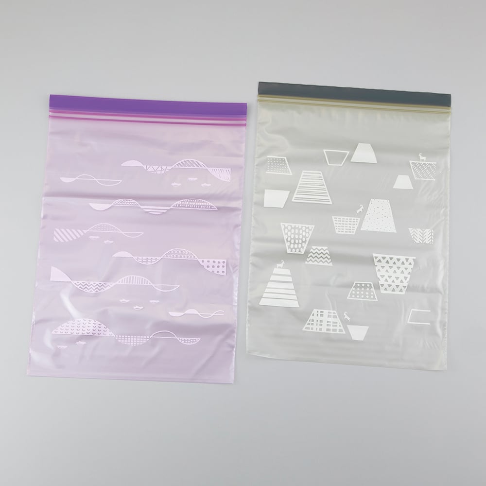 8-202-03 チョイスジッパー袋（ジッパー袋）L（A4） 紫・グレー 1箱（20枚入）