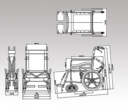 松永製作所 8-2119-02　車いす　（介助式／アルミ製／背折れタイプ／茶チェック）[個](as1-8-2119-02)