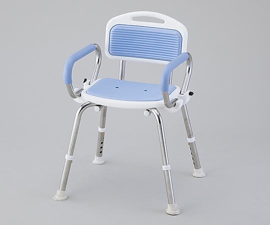 8-2332-01 業務用シャワー椅子（ステンレスフレーム） 肘付き／ブルー
