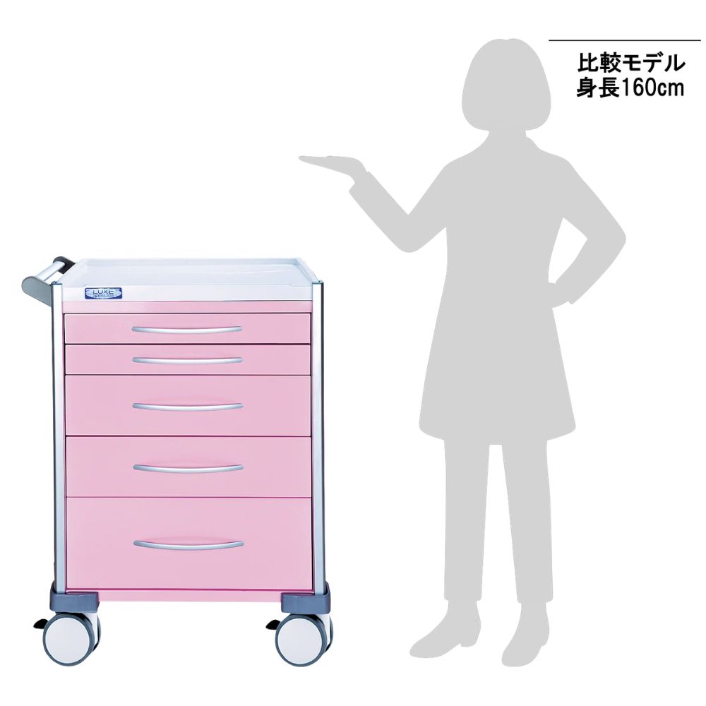 8-3304-03 小児科用カート(LUXE) ピンク(無地) 690×540×930mm LX34PRO