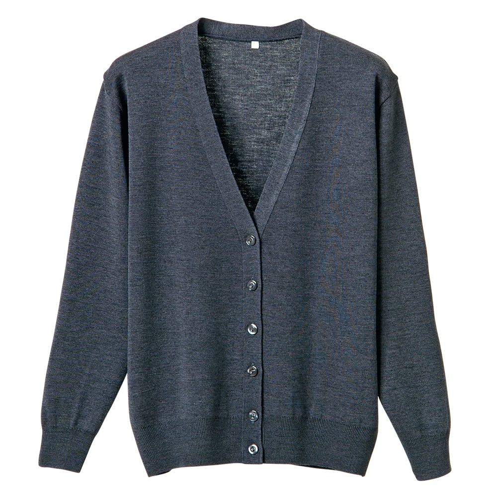 抗ピル長袖カーディガン　グレー　3L