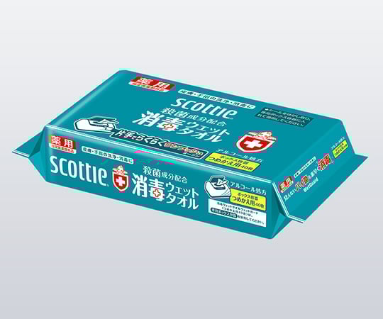 クレシア8-3911-12消毒ウエットタオル77423ボックス詰め替え用40枚入【1袋(40枚入)】(as1-8-3911-12)