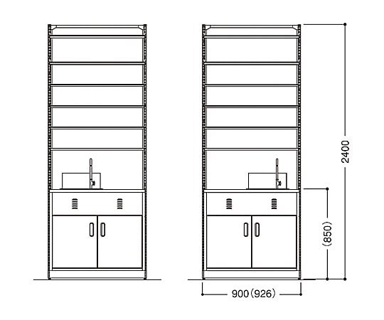 取扱を終了した商品です］MD調剤台[水剤台] 水剤台シンク左 ブルー 900
