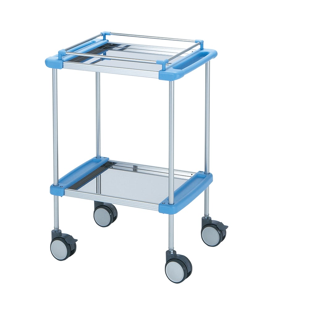 回診車(ナーシングカート) 引出し無し 2段ブルー 640×450×909mm