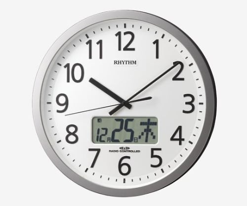 リズム時計 8-5455-11　電波時計（プログラムチャイム付き）　φ３５０×６０[個](as1-8-5455-11)