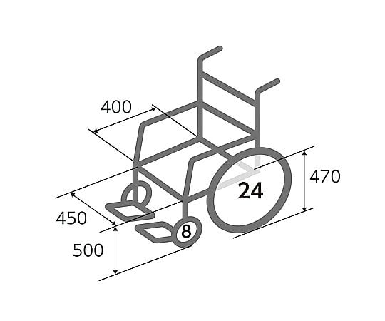 8-5951-01 車椅子 （自走式／アルミ製／介助ブレーキ付き） NWC-100AL