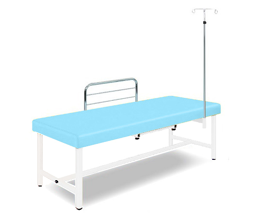 診察台(サイドレール･ガートル架付) 65×190×55 マット･スカイブルー 脚･ホワイト