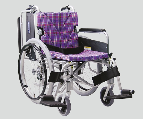 カワムラサイクル 8-6722-02　車椅子（アルミ製）　スイングアウト・イン　紫チェック[個](as1-8-6722-02)