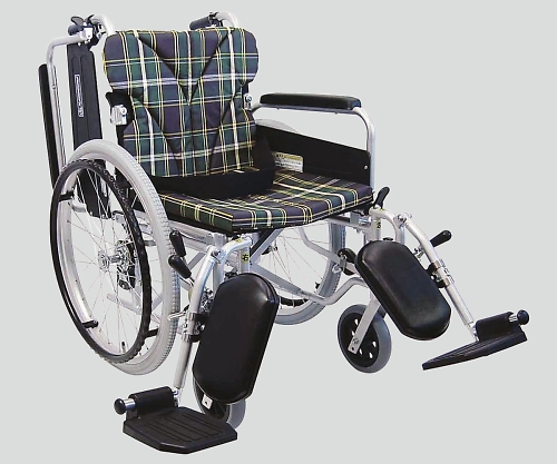 カワムラサイクル 8-6722-03　車椅子（アルミ製）　エレベーティング　緑チェック[個](as1-8-6722-03)