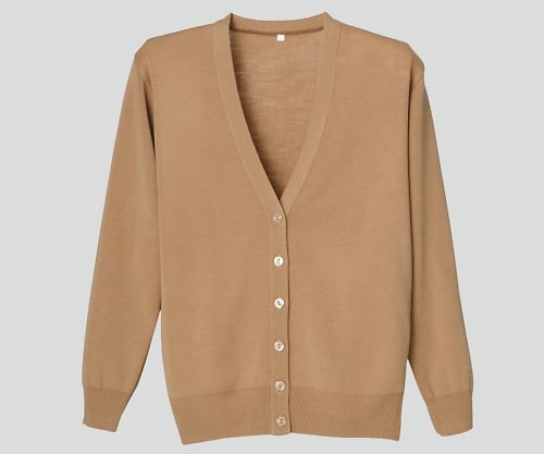 抗ピル長袖カーディガン　キャメル　M