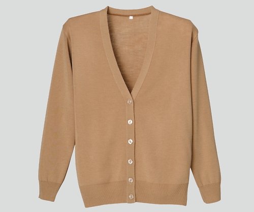 抗ピル長袖カーディガン　キャメル　LL