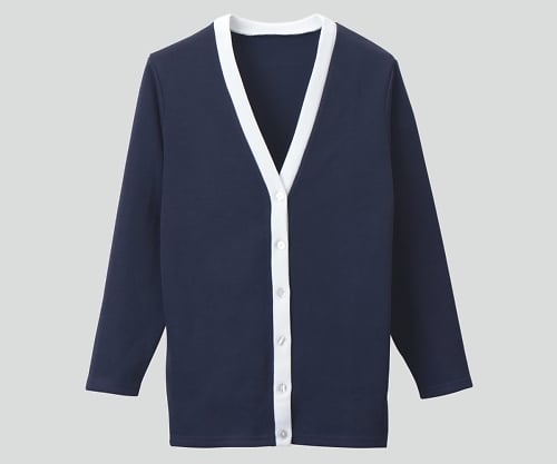 ロングカーディガン(Vネック) 3L ネイビー×ホワイト