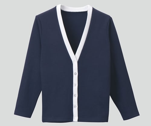 カーディガン(Vネック) LL ネイビー×ホワイト