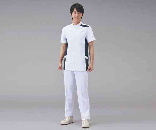 KAZEN/アプロン 8-6856-05　メンズジャケット半袖　ホワイト×ネイビー　３Ｌ[枚](as1-8-6856-05)
