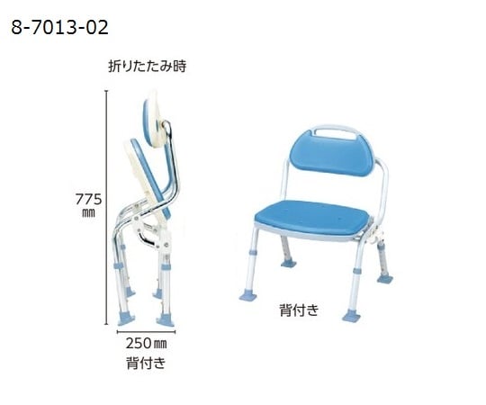 ［取扱停止］折りたたみシャワーベンチ（ソフテック）　背付き　ブルー　SBF-11BL