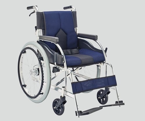8-7035-02 車椅子（アルミ製・背折れタイプ） ネイビー KC-1DB