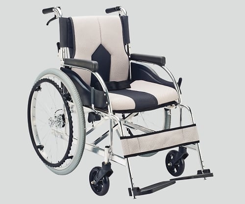 8-7035-03 車椅子（アルミ製・背折れタイプ） ライトグレー KC-1LG