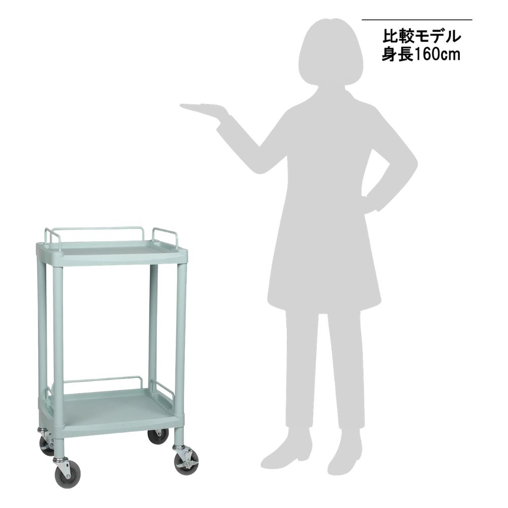 8-8720-01 プラスチックワゴン2段 引出し無し 560×385×825mm Y101E
