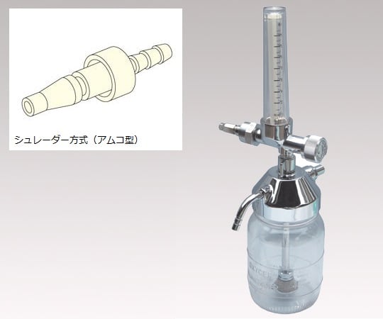 8-9114-02 酸素流量計付湿潤器 シュレーダ方式アムコ型（0～3 L/分) F-303-S