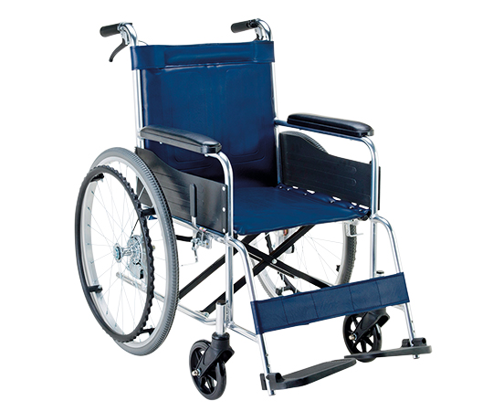 8-9386-12 車椅子（アルミ製） ビニールレザー（紺） EW-20B