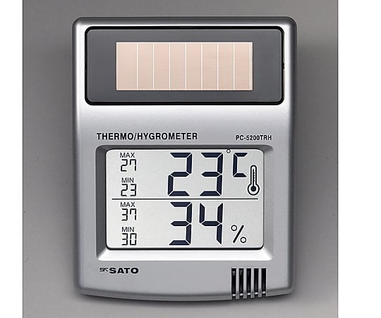佐藤計量器製作所8-9547-01-20　ソーラーデジタル温湿度計　校正証明書付 PC-5200TRH