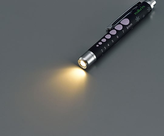 8-9555-03　ラバー調ソフトLEDペンライト（ロング）　ブラック