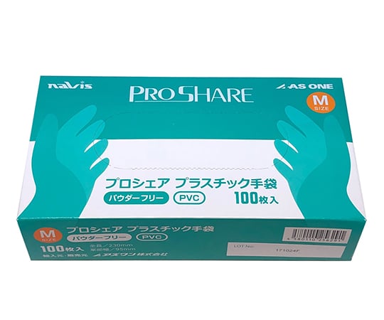 8-9569-02 プロシェア プラスチック手袋パウダーフリー M 1箱（100枚入）