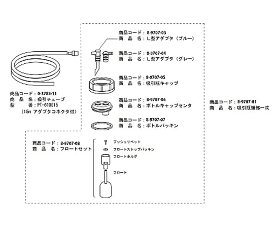 8-9707-01 エマジン（R）小型吸引器用交換部品 吸引瓶用頭部一式