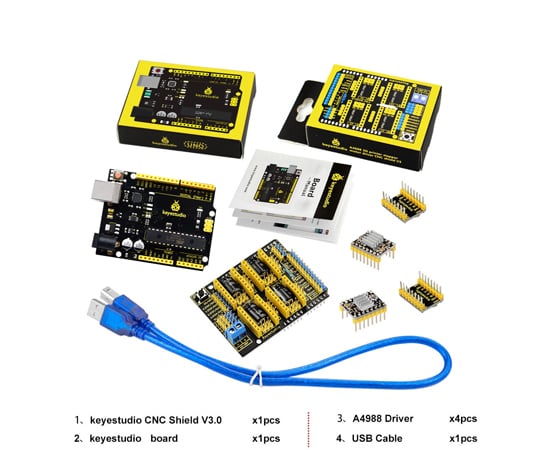 80-0251-05 Arduino CNC kit / CNC Shield V3.0 + uno R3+4pcs a4988 driver ...