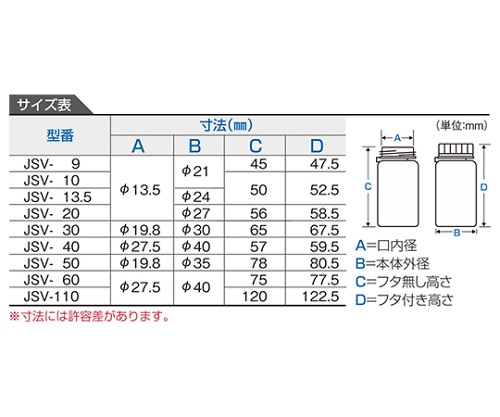 硝子スクリュー管瓶　60mL　8710-02