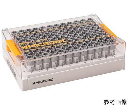 2Dバーコード付クライオチューブ Hybrid External thread 0.75mL ラック入 W00タイプ（側面白色面付き）1セット（96本×10ラック入）