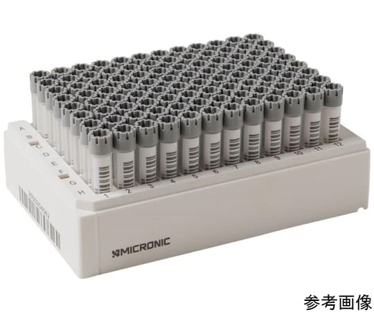 2Dバーコード付クライオチューブ Hybrid External thread 1.40mL ラック入 W1Dタイプ（側面1次元バーコード付き）1セット（96本×10ラック入）