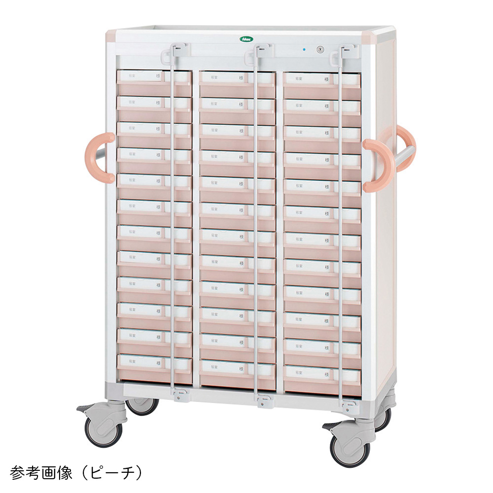 9-1445-02 与薬カート（36床用） ブルー L 奥行420mm CUA4-AL31236BYT