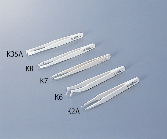 9-5683-05 耐酸性PBTピンセットK（耐酸・非磁性タイプ） 先端丸平型 K35A