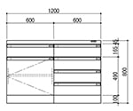 3-5813-24 サイド実験台 木製タイプ (1200×750×800mm) SGA-1275 【AXEL