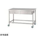 ステンレス作業台（片面引出・四方枠/キャスター付）SUS304 600×600